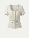 Nice Sequin Pearl Tweed Top