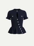 Monaco Navy Peplum Top