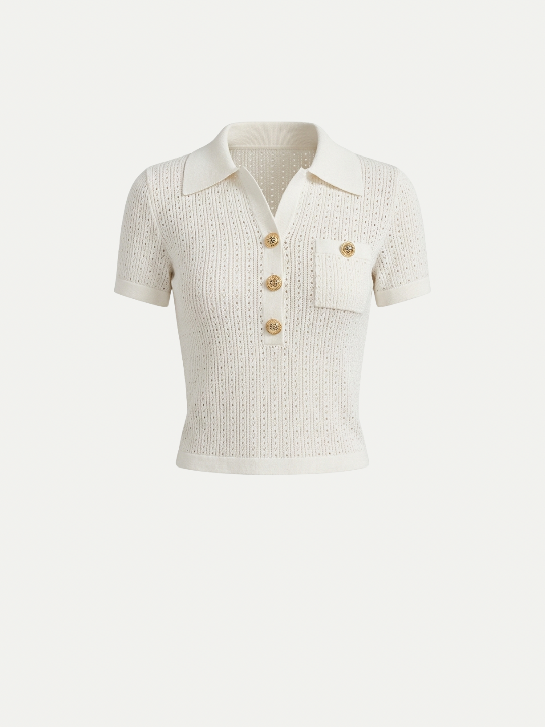 Cannes Gold Button Polo Top
