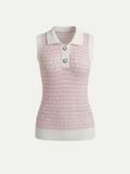 Cannes Pink Tweed Polo Vest