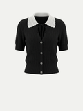 Monaco Black Lace Collar Cardigan