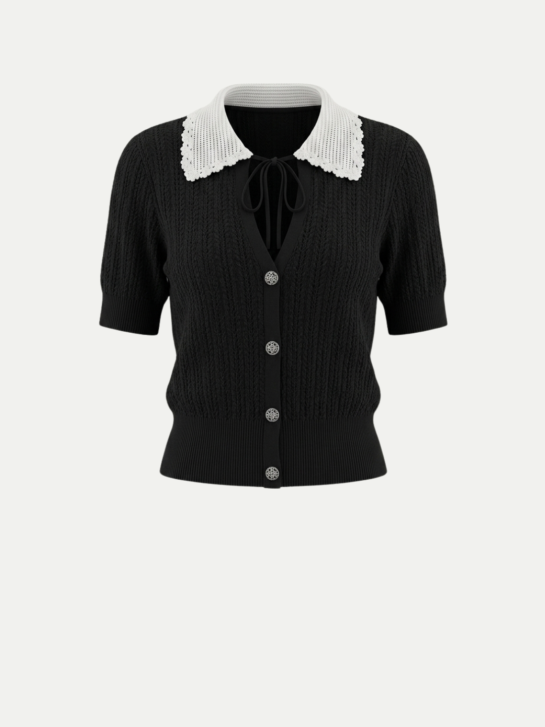 Monaco Black Lace Collar Cardigan