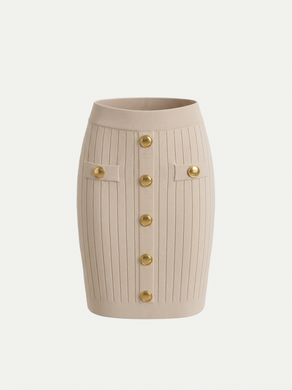 Monaco Gold Button Knit Skirt