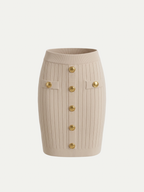 Monaco Gold Button Knit Skirt