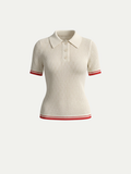 Monaco Red Trim Polo Top