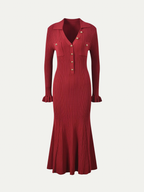 Florence Ribbed Polo Midi Dress